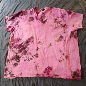 Is It Done Yet? Tie Dyed Purple & Black !00% Cotton V-neck T-shirt